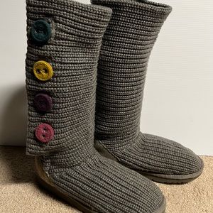 UGG Classic Cardy Knit Button Grey Tall Boots          Us Women’s Sz 5 S/N 1967